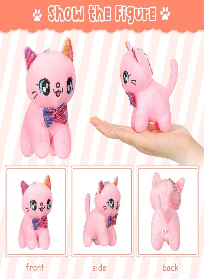 Chalyna 12 Pcs Cute Stuffed Animal Toy 4 Inch Mini Plush Mermaid Tiger Turtle Puppy Pig Alpaca Cat Ornaments Stuffed Doll Keychain Handbag Pendant for Birthday Party Favors DIY Home Decor(Cat Style) - Image 3